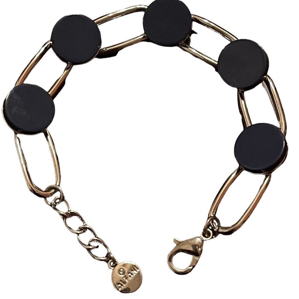 Alfani silver tone and blue round flat bead bracelet